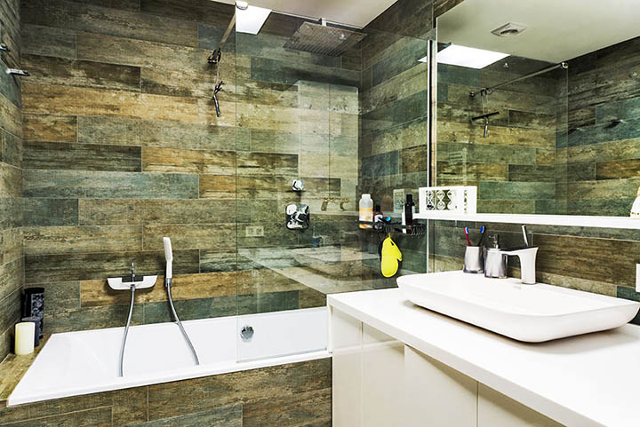 custom bathroom tile quartz countertops top mountsink - Riverview 