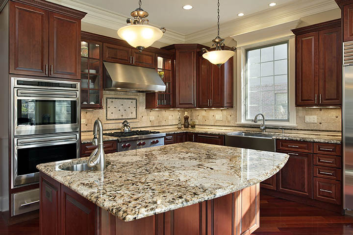 granite countertops kitchen radius island - Spring Hill 
